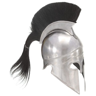 Replika grčke ratničke kacige za LARP, čelična, srebrna