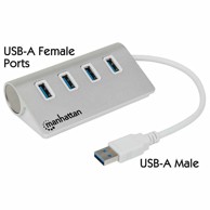 MANHATTAN USB Hub 163767, 4-Port, USB 3.0, 4xUSB-A, aluminij, srebrni