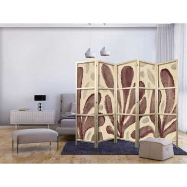 Japanski paravan Valovito lišće – nepravilni biljni oblici u stilu Matissea 225x172 cm