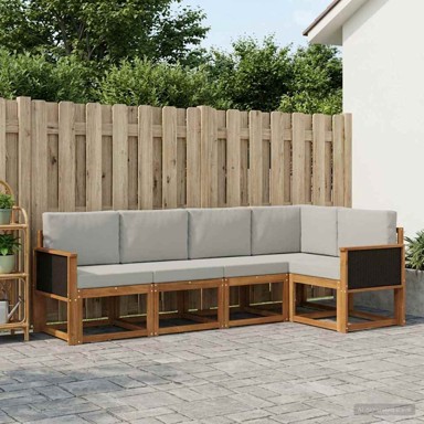 Set vanjskih sofa, 5 kom, poliester, prirodno-svjetlosiva