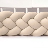 Zaštitna pletena ogradica za dječji krevetić Premium baršun, 240 cm, krem