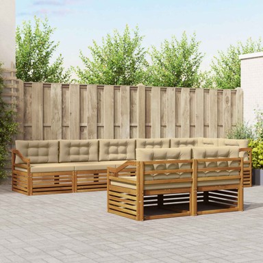 Set vanjskih sofa, 8 kom, s jastucima, prirodna i bež