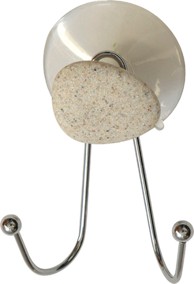 TENDANCE Vješalica s 2 kukice na vakuum, deco oblutak