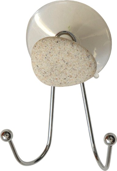 TENDANCE Vješalica s 2 kukice na vakuum, deco oblutak