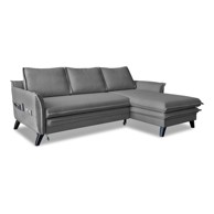 CHARMING CHARLIE Sivi kauč na razvlačenje Miuform, desni kut, 228x150x90 cm