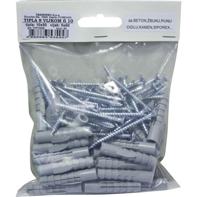 TEHNOPRO Plastična tipla s vijkom FI 10 (50kom.)
