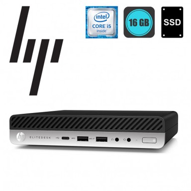 HP Stolno računalo EliteDesk 800 G5 Mini / Intel Core i5-9500, 16 GB RAM, 240 GB SSD, Intel UHD Graphics, Windows 10 Pro, crno-srebrna