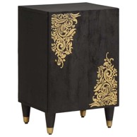 Kupaonski ormar, crni, 38 × 33 × 58 cm, čvrsto drvo manga