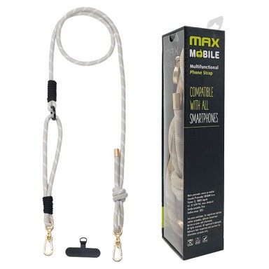 MAX MOBILE Kabel vezica za mobitel, 8 mm, 2u1, bež/zlatno bijela