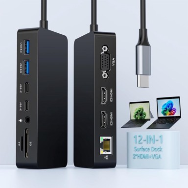 SURFACE Priključna stanica Thunderbolt 4, 12 u 1, za Surface Pro, 100 W, 2 x HDMI, VGA