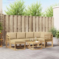 Set vanjskih sofa, 7 kom, čvrsto drvo akacije, bijelo-bež