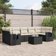 8-dijelni set vrtnih sofa od poliratana s jastucima crni