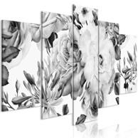 Slika Rose Composition (iz pet dijelova) Wide Black and White 100x50