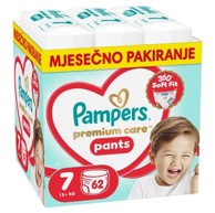 PAMPERS Pelene gaćice, Premium Care Pants, veličina 7, 15 kg+, 62 kom