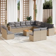 14-dijelni set vrtnih sofa s jastucima poliratan bež