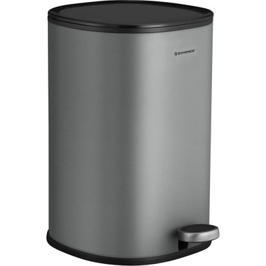 SONGMICS Kanta za smeće, pedala, čelična, 5 litara, siva