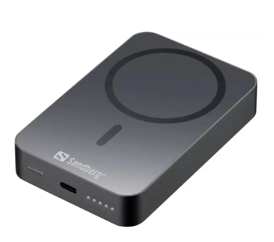 SANDBERG Magnet Wireless Powerbank SND-420-96, 5. 000 mAh, ALU, bežično Qi, crni