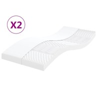 Madraci od pjene 2 kom bijeli 90 x 200 cm 7 zona tvrdoća 20 ILD