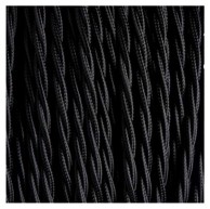 Dekorativni kabel, tekstilni 2×0.75, twisted, crni, 10 m