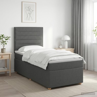 Boxspring krevet s madracem 90 x 190 cm, tkanina, tamnosivi