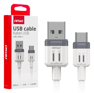 AMIO Kabel USB-A–USB-C FullLINK, 3A, 200 cm