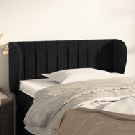 Uzglavlje s ušima crno 93x23x78/88 cm baršunasti
