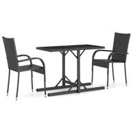 3-dijelni vrtni blagovaonski set crni
