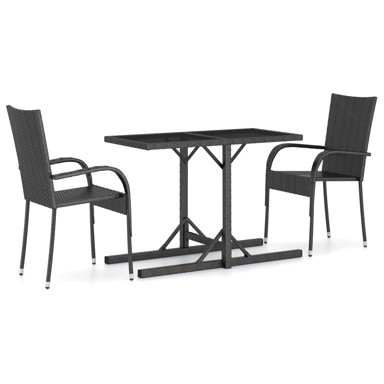 3-dijelni vrtni blagovaonski set crni