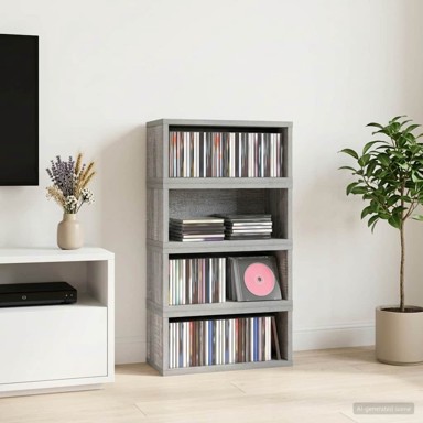 Stalak za CD-ove, 4 kom., 40 × 17 × 17 cm, siva Sonoma