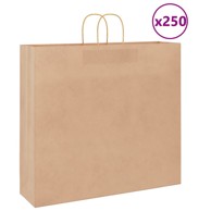 Papirnate vrećice 250 kom s ručkama 54x15x49 cm, smeđe