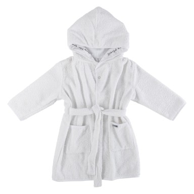 BUBABA BY FREEON Ogrtač za kupanje s natpisom na kapuljači, 104/110/116, bijela