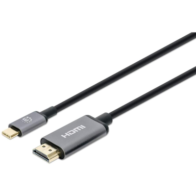 MANHATTAN Video adapter 153607 2 m HDMI tip a (standard) USB-C, crni, srebrni
