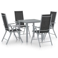 Vrtna garnitura 5-dijelni blagovaonski set aluminij, srebrno-crna