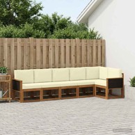 Set vanjskih sofa s jastukom, 6 pcs, prirodna i krem, poliester