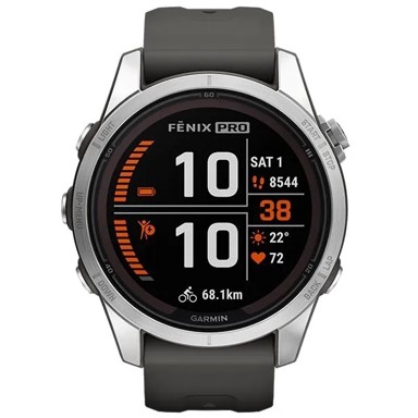 GARMIN Pametni sat Fenix 7S Pro Solar, HR GPS, multisport, sivi