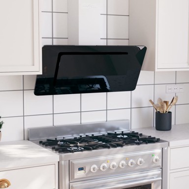 Zidna napa 90 cm od nehrđajućeg čelika i kaljenog stakla crna