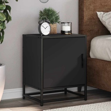 Noćni ormarići 2 kom crni 40x31x50 cm Konstruirano drvo i metal