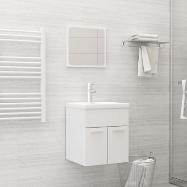 Set kupaonskog namještaja od iverice visoki sjaj bijeli