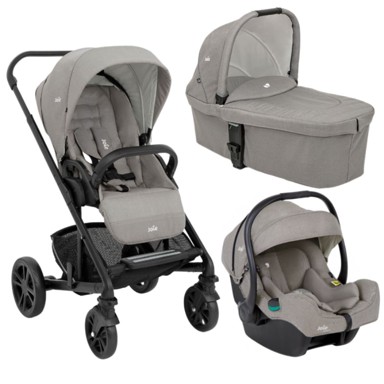 JOIE Kolica 3u1 Chrome i košara i autosjedalica i-Gemm 3 i-Size Pebble, siva