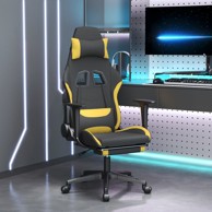 Masažna gaming stolica od tkanine s osloncem za noge crno-žuta