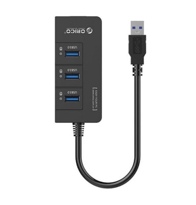 ORICO USB hub HR01-U3, USB-A, 3x USB-A, 1x ethernet, crni
