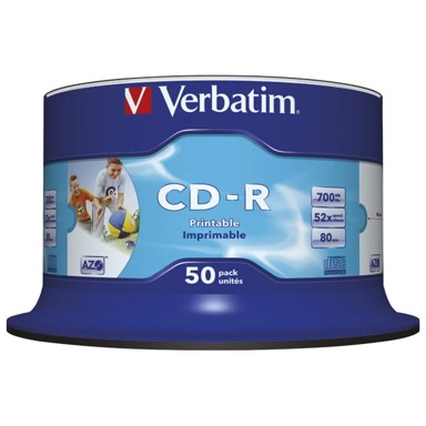 VERBATIM CD-R medij 43438, AZO Printable, 52×, 700 MB, spindle, 50 kom