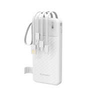 WOZINSKY W11-W Powerbank 10000 mAh 10 W s ugrađenim kabelima i svjetiljkom, bijela