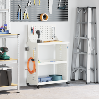 Količar za alate s policom s kotačem s pohranom 65x35x111 cm, bijeli
