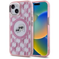 Karl Lagerfeld IML Monogram Karl & Choupette Head MagSafe maskica za iPhone 15 Plus, roza