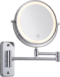 Relaxdays zidno LED ogledalo, 10x povećanje, srebro