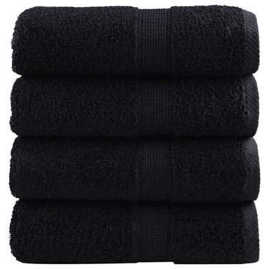 Premium ručnici za goste Solund, set od 4, 30 × 50 cm, 600 g/m², crni