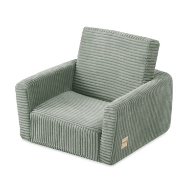 Dječja fotelja PLUSH NEST CUBIE, na razvlačenje, naslonjač, vrhunski kord, zelena