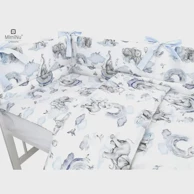 MIMINU Posteljina, 5 djelna, slonić i duga, plava