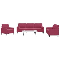 3-dijelni set sofa s jastucima baršunasti, boja crnog vina